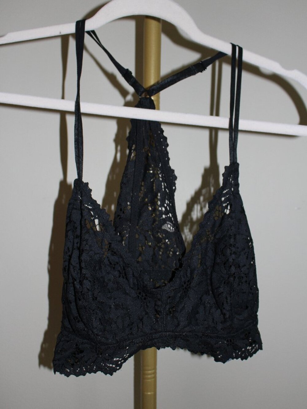 Women's Aerie Black Racerback Bralette, Size Large